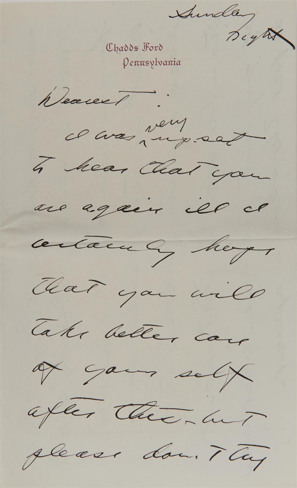 LETTER FROM ANDREW WYETH (AMERICAN,