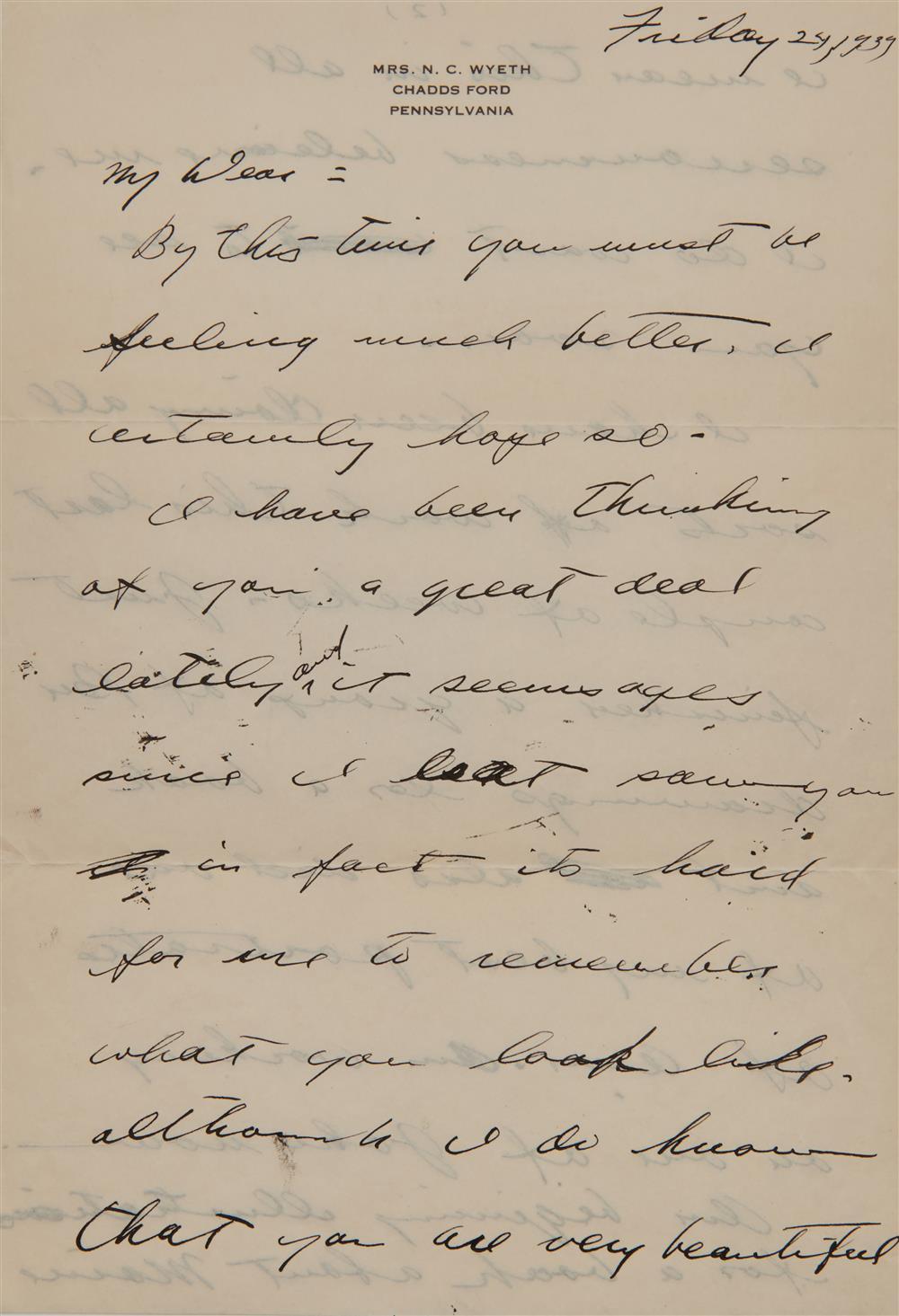 LETTER FROM ANDREW WYETH (AMERICAN,