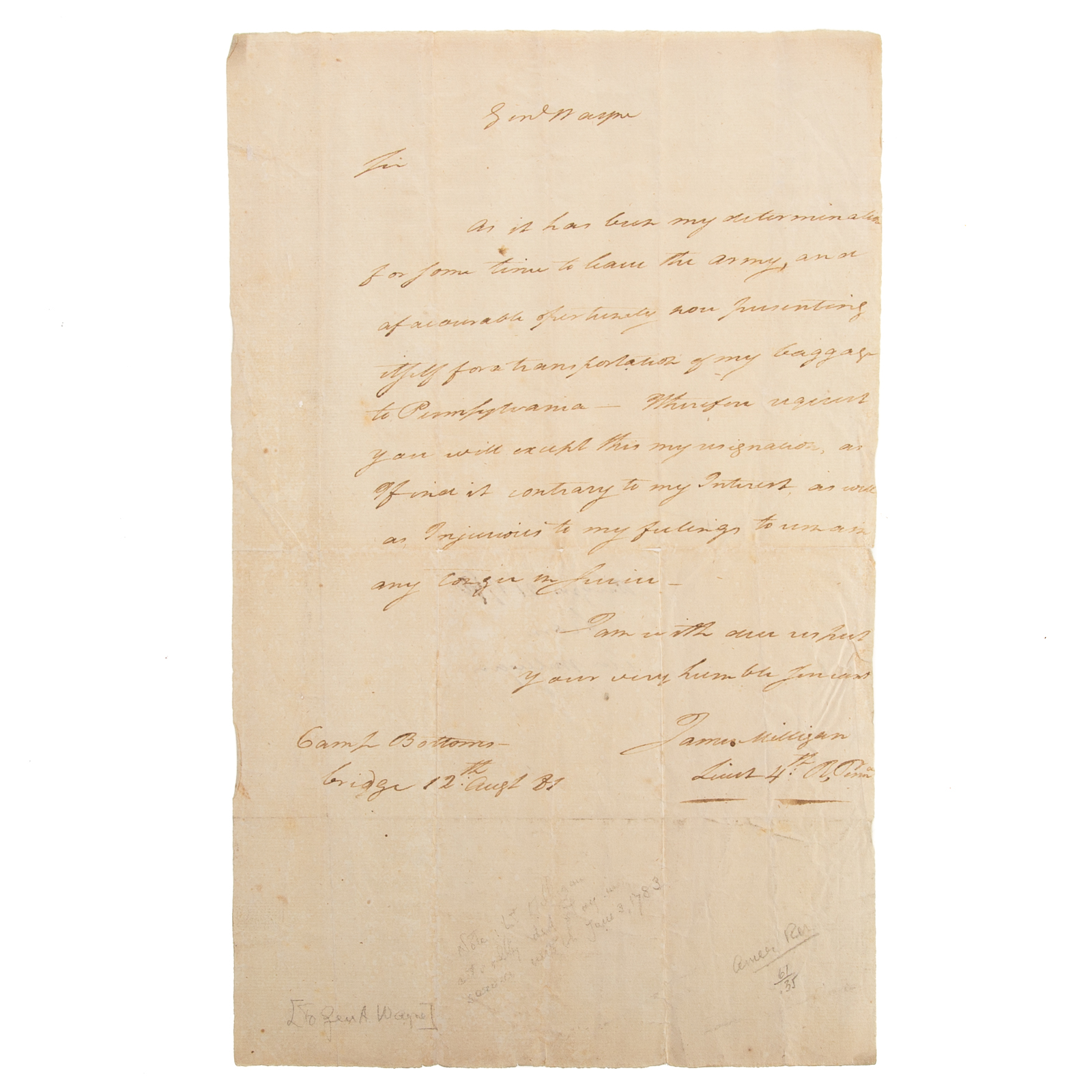 LETTER TO ANTHONY WAYNE, YORKTOWN