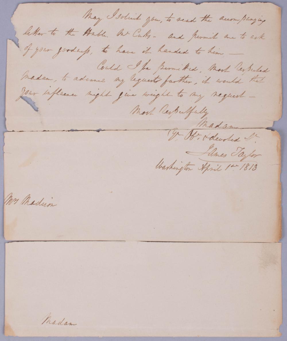 LETTER TO DOLLEY MADISON AND