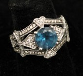 LEVIAN 14K BLUE TOPAZ AND DIAM