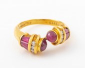 LEVIAN 18K YELLOW GOLD RUBY &