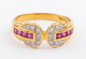 LEVIAN 18K YELLOW GOLD RUBY &