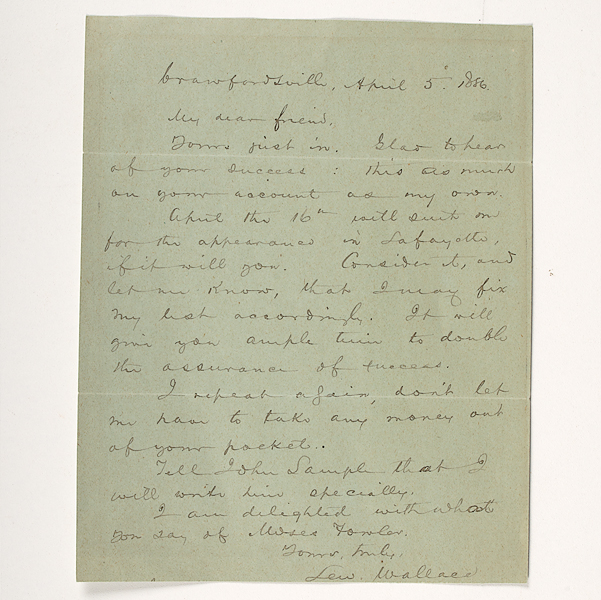 Lew Wallace ALS 1886 1p 6 x 7.5 in.