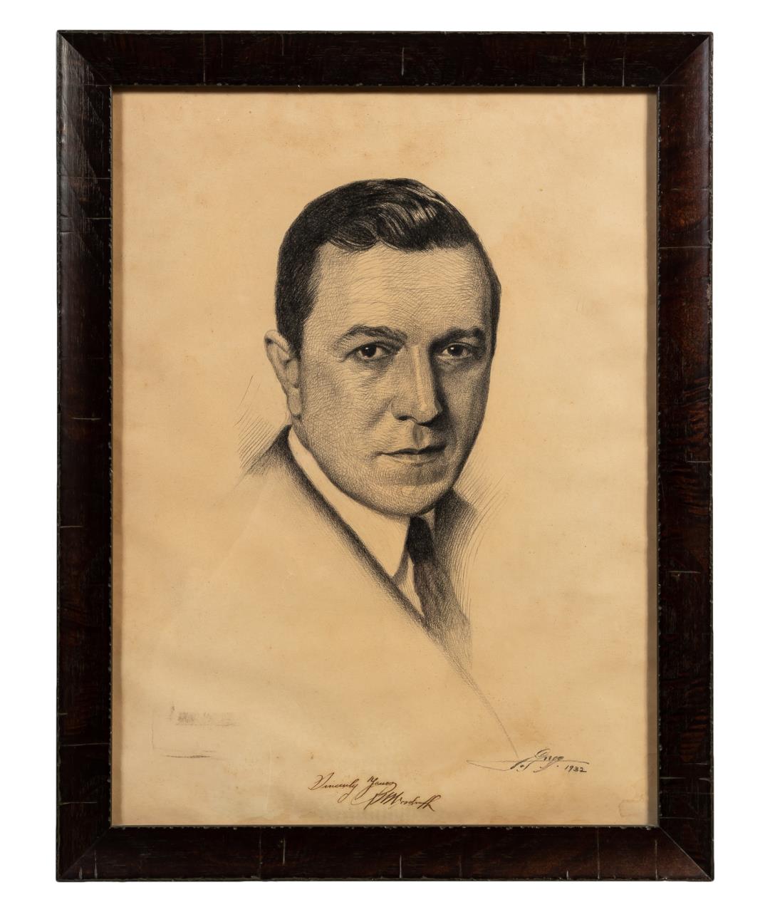LEWIS GREGG, CHARCOAL PORTRAIT OF