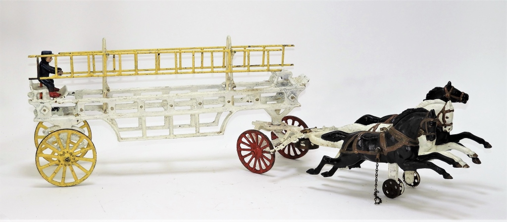 LG ANTIQUE CAST IRON HORSE DRAWN