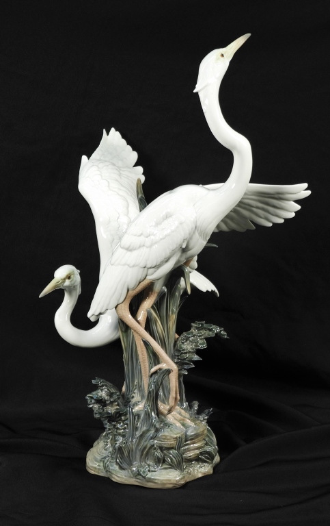 LG LLADRO EGRET GROUP PORCELAIN