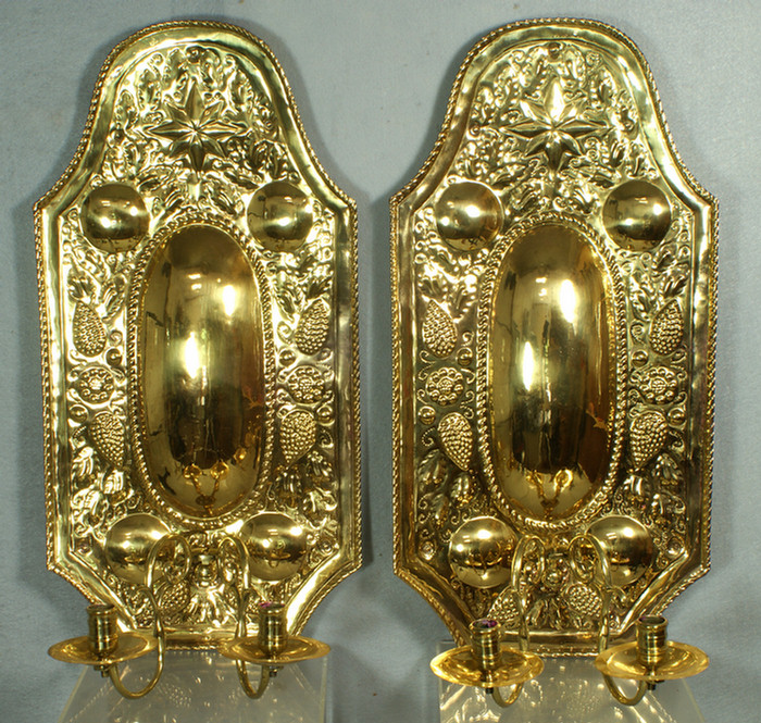 Lg pr polished brass sconces,