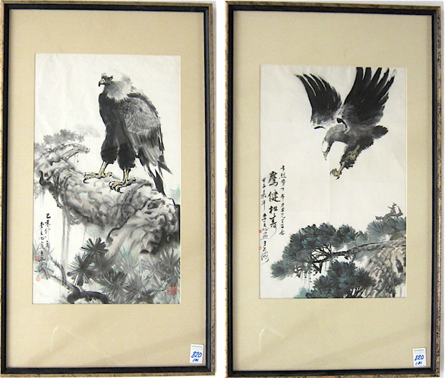 LI TIEN XIN TWO WATERCOLORS on rice