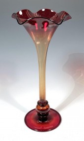 LIBBEY AMBERINA GLASS TRUMPET