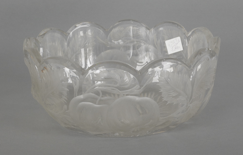 Libbey cut and etched glass bowl