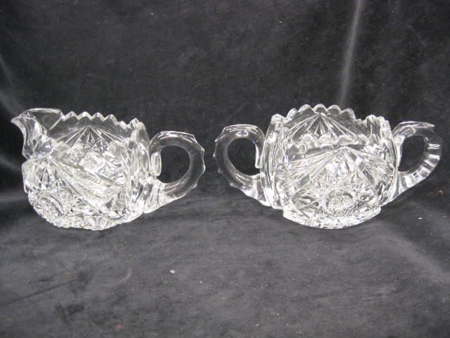 Libbey Cut Glass Creamer & Sugar
