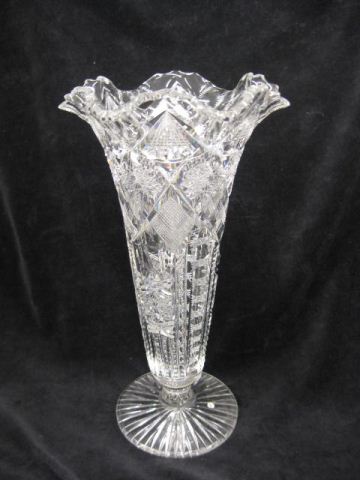 Libbey Cut Glass Trumpet Vase