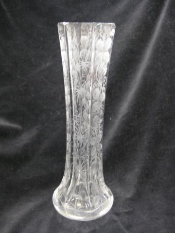 Libbey Cut Glass Vase clover design