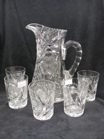Libbey Cut Glass Water Set