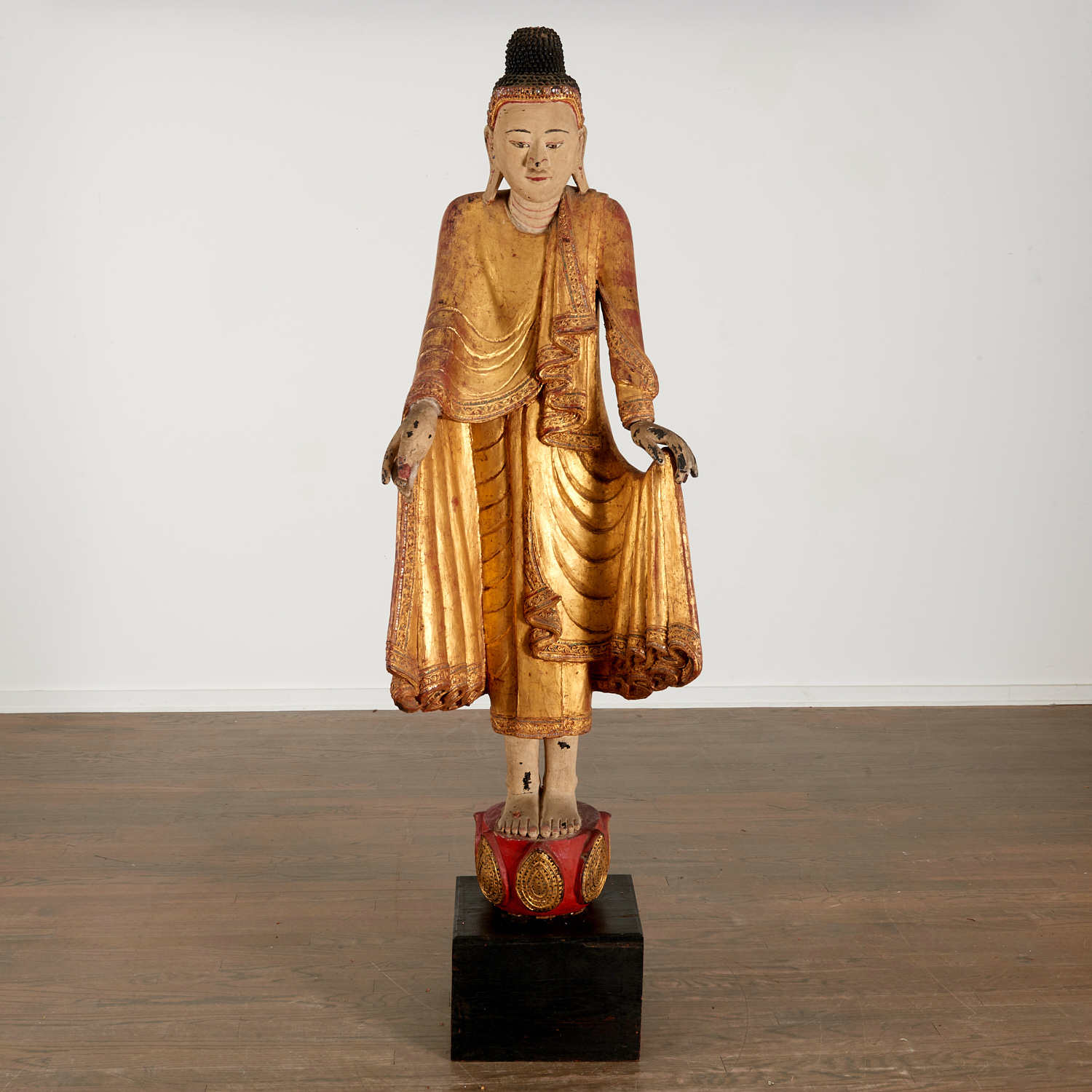 LIFE-SIZE BURMESE CARVED GILTWOOD