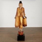 LIFE-SIZE BURMESE CARVED GILTW