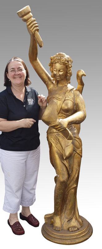 LIFE SIZE CARVED GILT WOOD STATUE