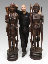 LIFE SIZE CARVINGS OF ETHNIC M