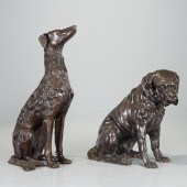LIFE-SIZE CAST BRONZE BORZOI A