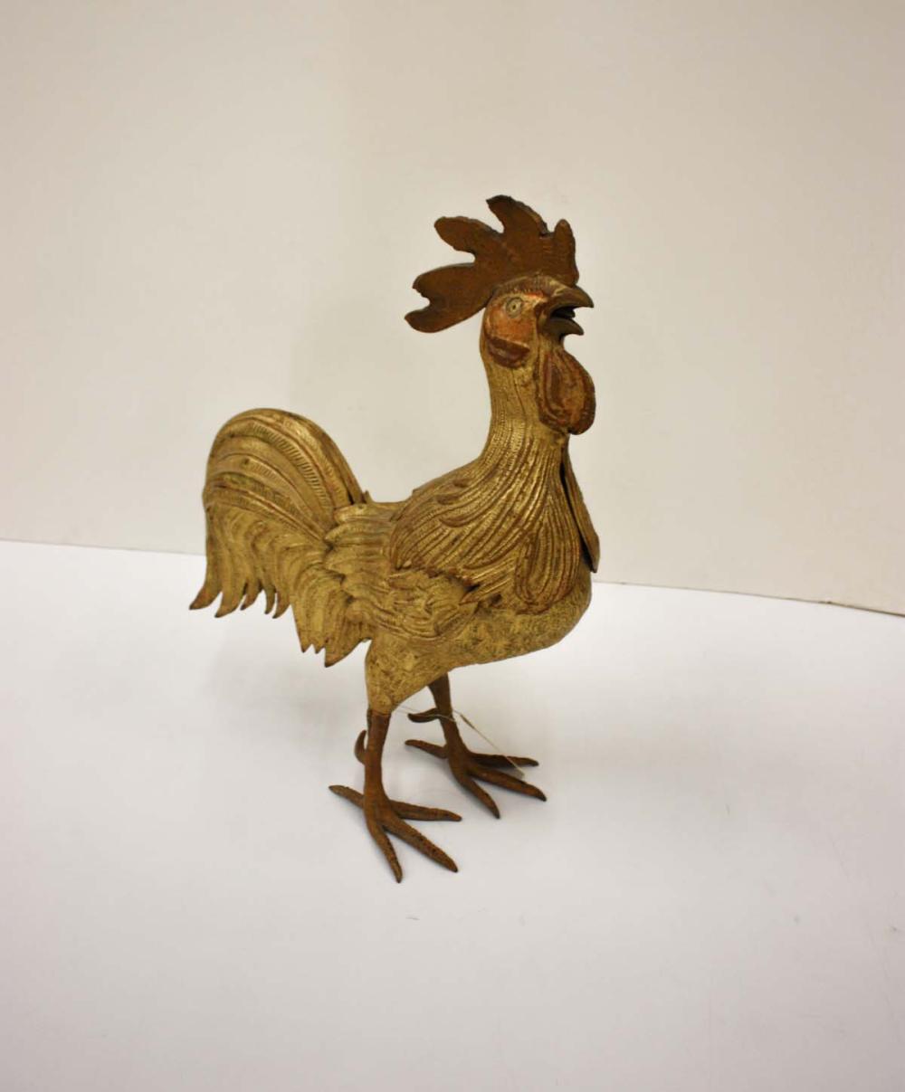 LIFE-SIZE CAST-IRON ROOSTER,