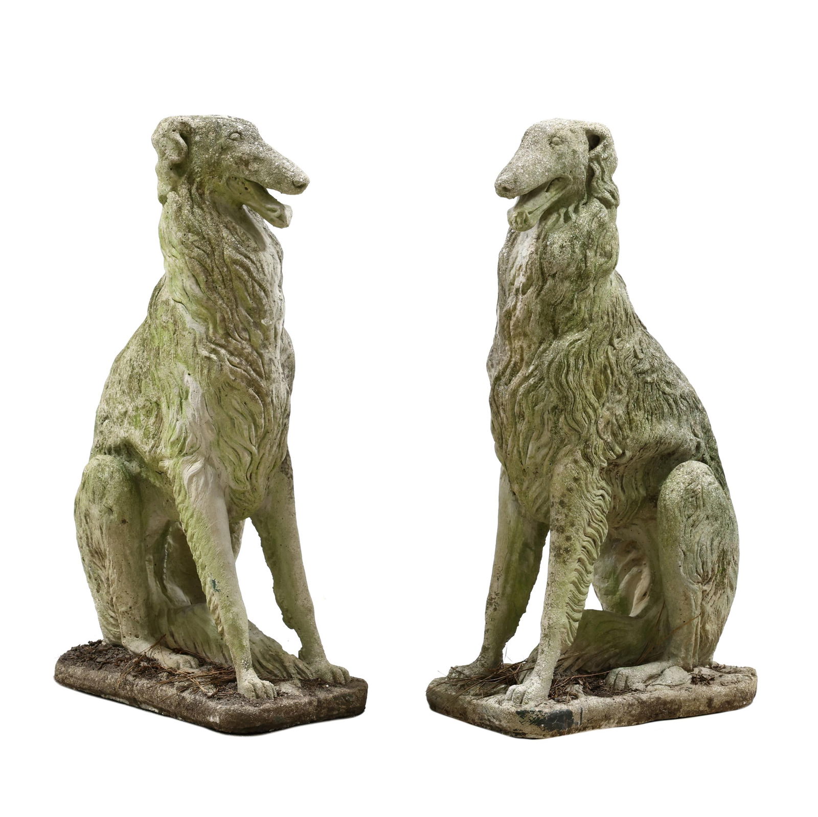 LIFE-SIZE PAIR OF CAST STONE SEATED