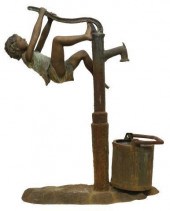 LIFE-SIZE PATINATED BRONZE FIG