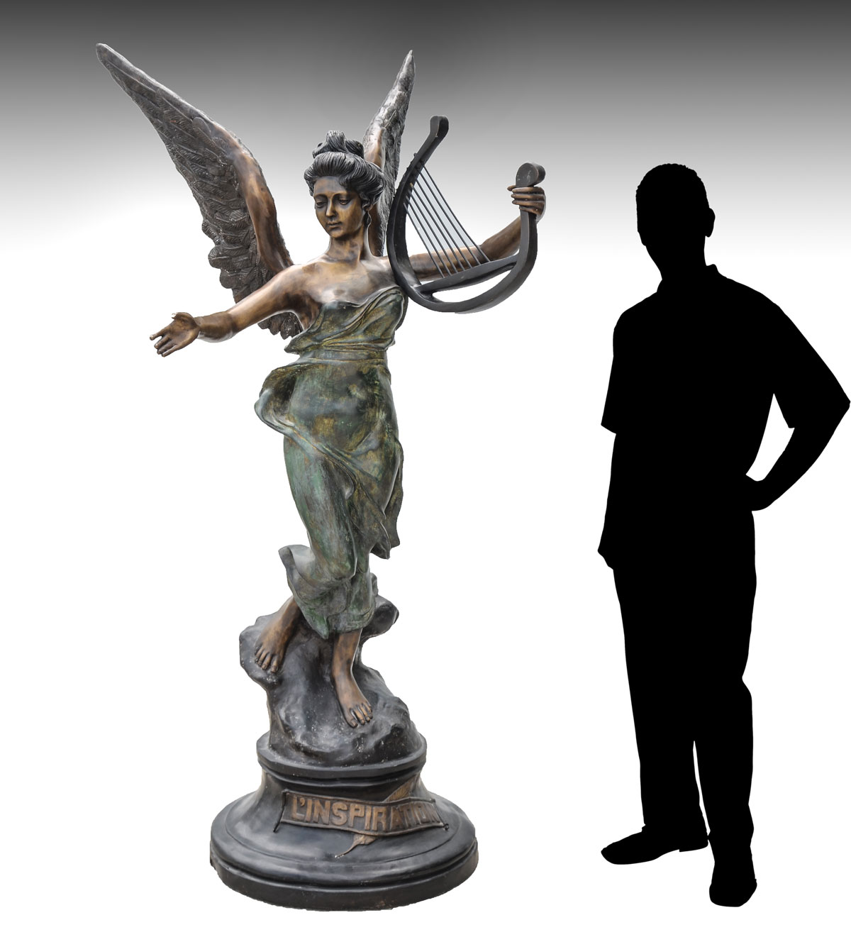LIFE SIZE PATINATED BRONZE TITLED