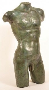 LIFE SIZE SHEET BRONZE MALE NU
