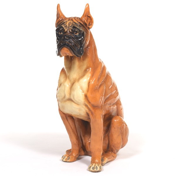 LIFE-SIZED GLAZED BOXER FIGURE