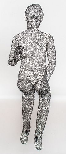 LIFE SIZED WIRE SCULPTURE OF A