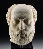 LIFESIZE ROMAN MARBLE HEAD BAL
