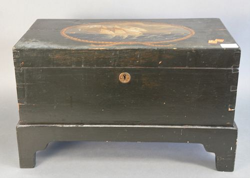 LIFT TOP CHEST WITH PAINTED SHIP ON