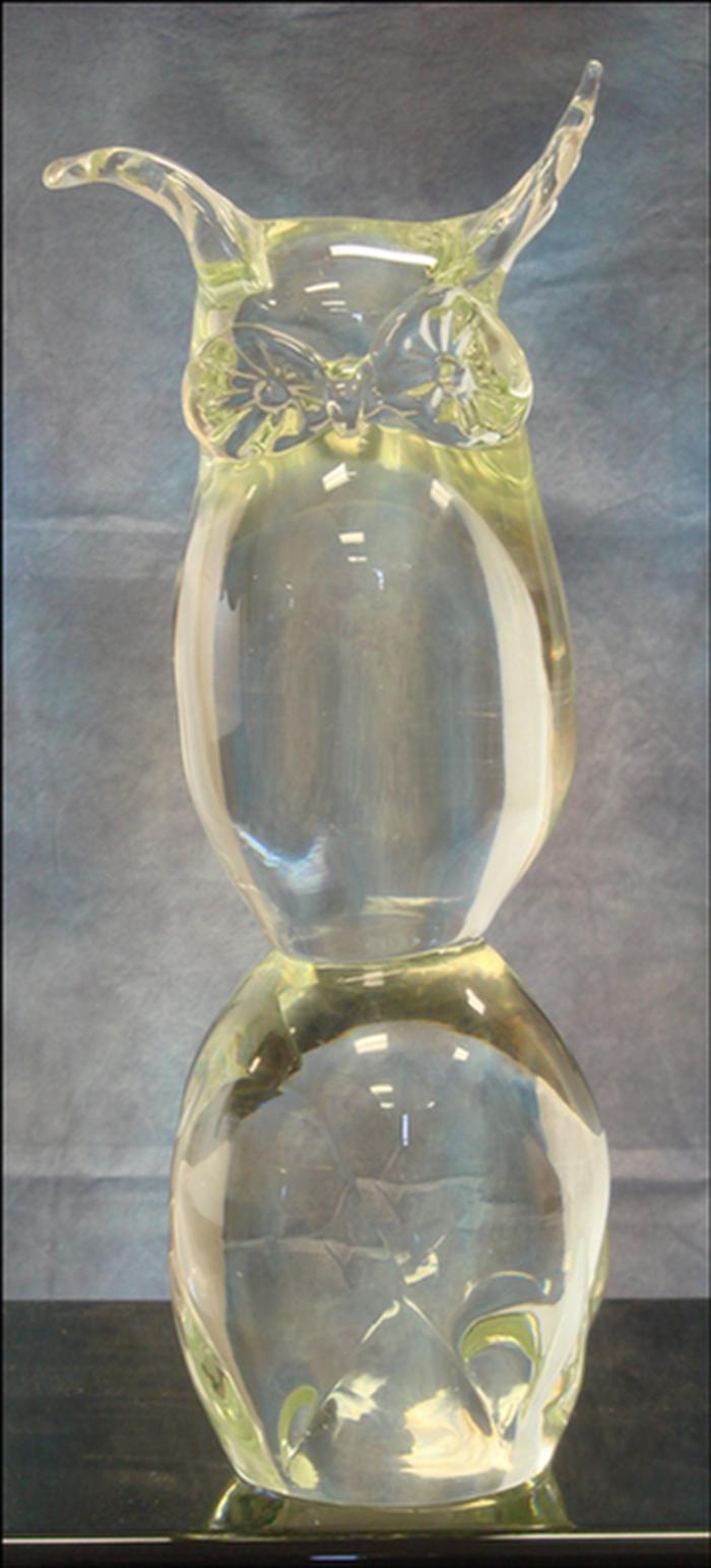 Light aqua crystal owl figurine,