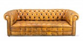 LIGHT BROWN LEATHER TUFTED CHE