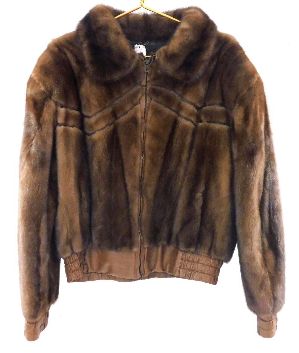 LIGHT BROWN MINK BOMBER JACKET BY