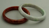 LIGHT GREEN JADE BANGLE, BROWN