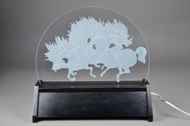 LIGHTED GLASS SCULPTURE OF