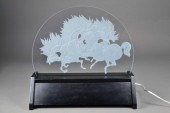 LIGHTED GLASS SCULPTURE OF HOR
