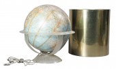 Lighted globe in stand and pla