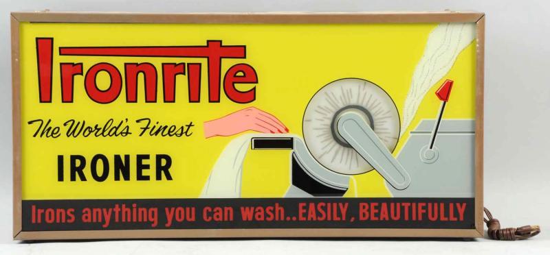 Lighted Ironrite Sign with Spinner.