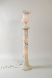 LIGHTED MARBLE PEDESTAL & VASE