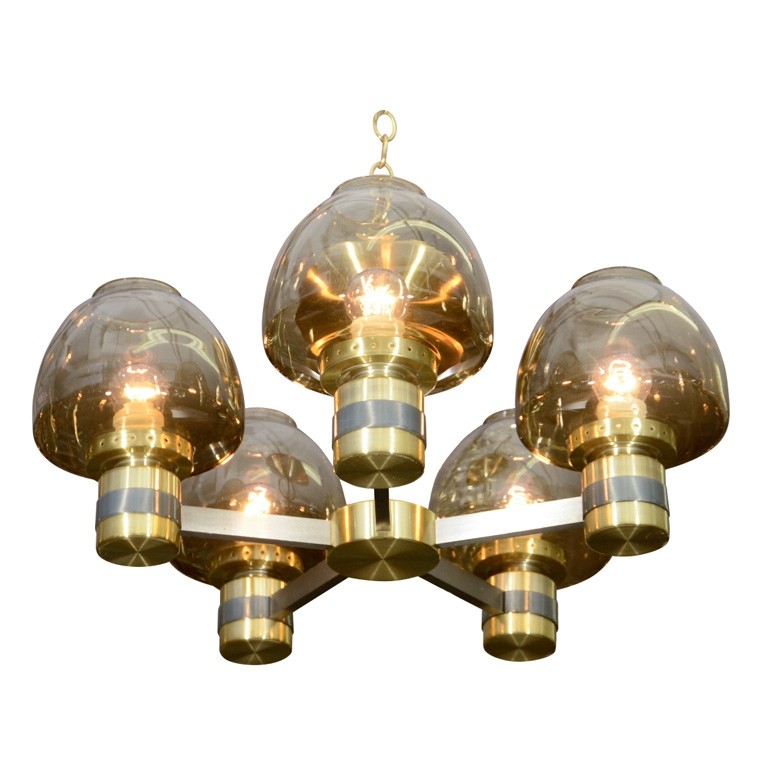 LIGHTOLIER BRASS & GLASS MODERN