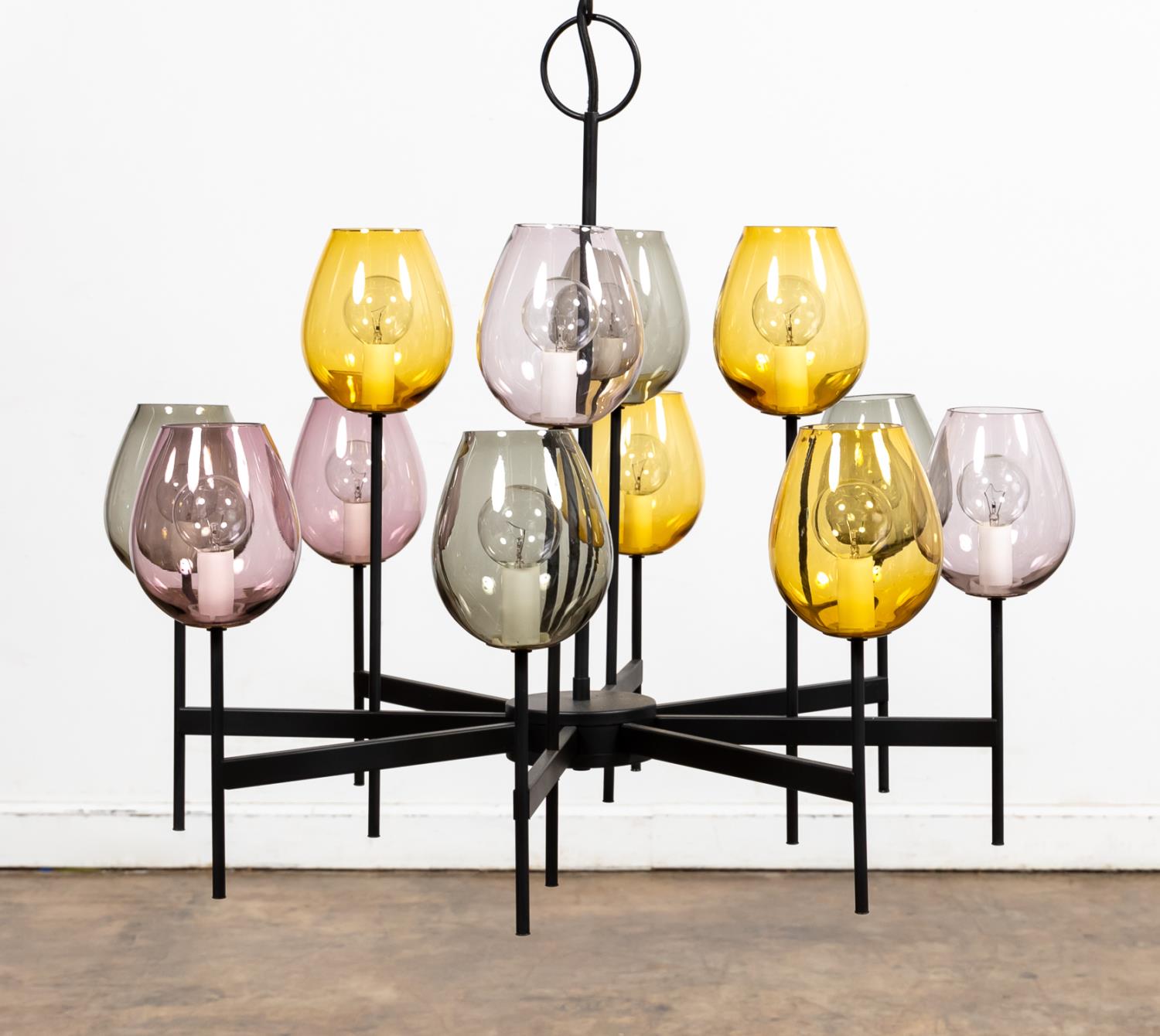 LIGHTOLIER MCM CHANDELIER COLORED