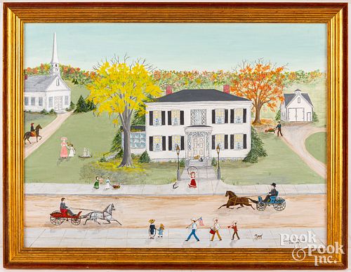 LILLIAN MEEKS, OIL ON BOARD FOLK