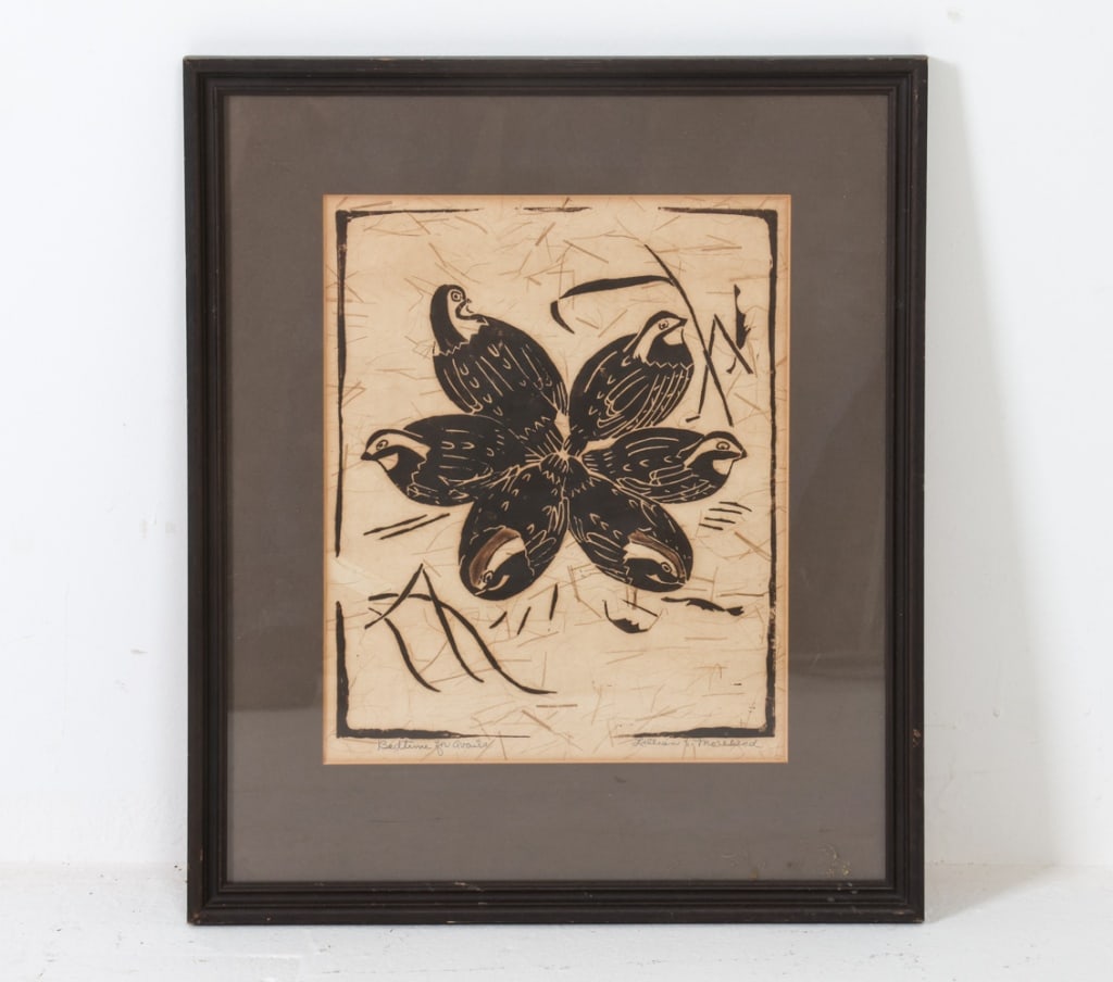LILLIAN S. MOREHEAD QUAILS WOOD CUT