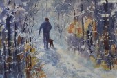 LILY ROBERTS, DOG WALK IN SNOW