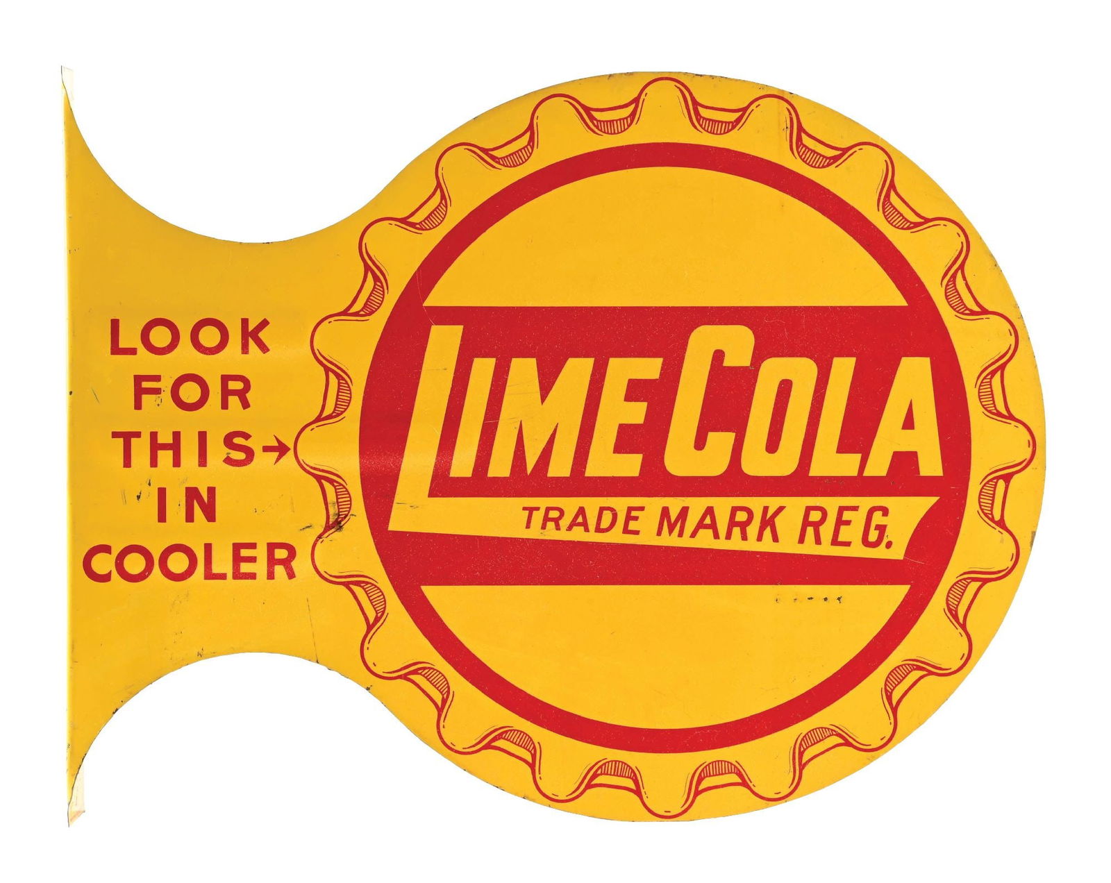 LIME COLA FLANGE SIGN W/ BOTTLE CAP