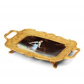 LIMOGE ENAMEL AND CAST BRASS T