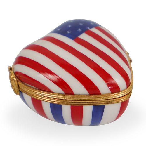LIMOGES AMERICAN FLAG TRINKET